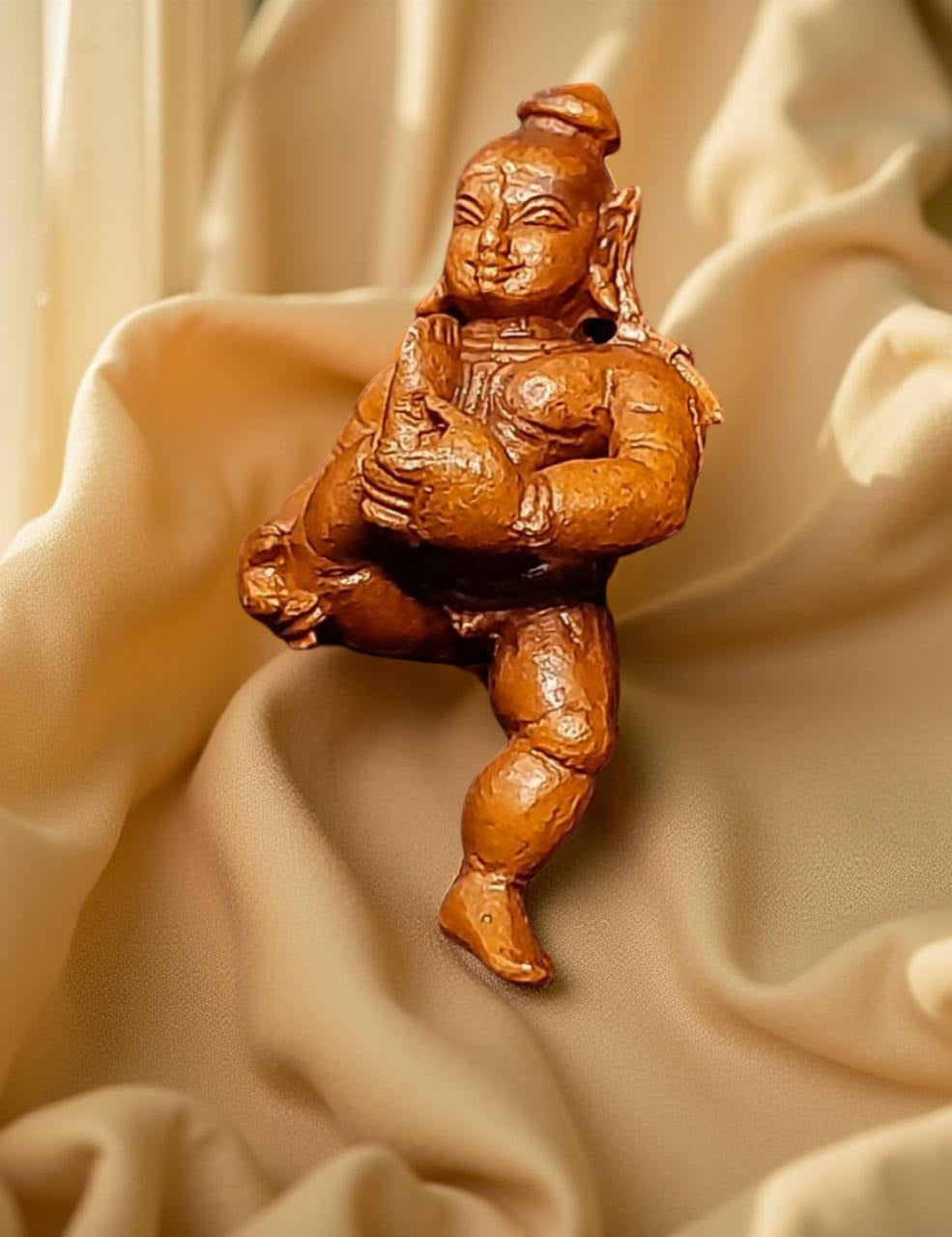 Brownish-Orange Copper Bal Krishna Sucking His Toe, 2.1 Inches,, 60G, Patina Antique Finish, Pack Of 1 Piece