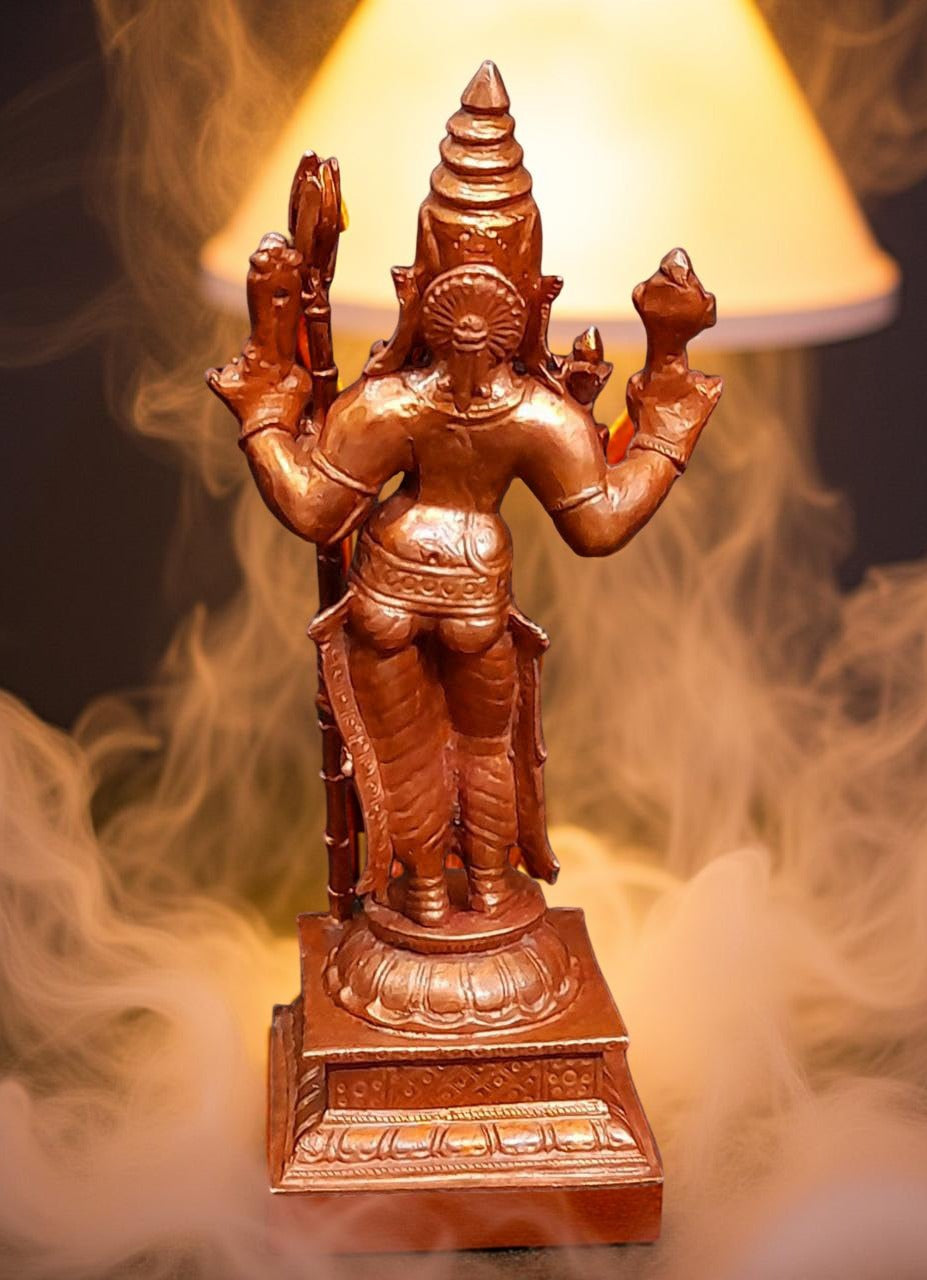 Brownish-Orange Copper Idols Of God Standing Raja Rajeswari, 5 Inches, 460G, Patina Antique Finish, Pack Of 1 Piece